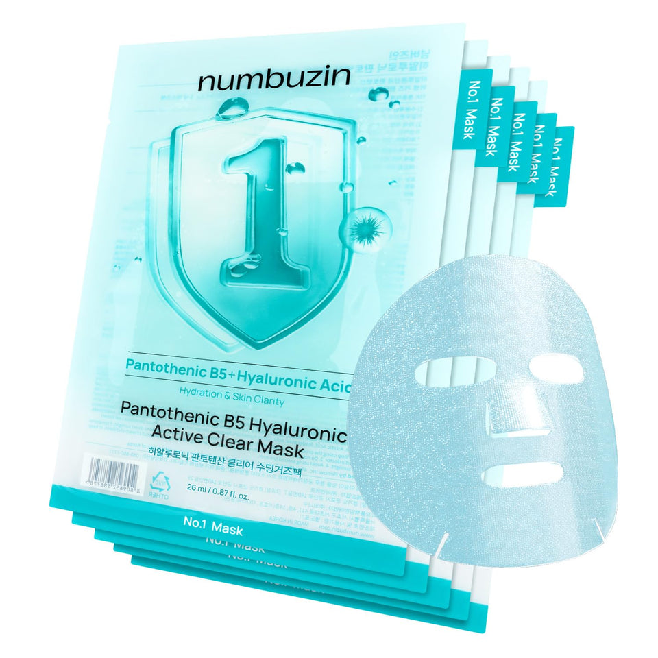 numbuzin front packaging showing five sheet mask sachets and benefits