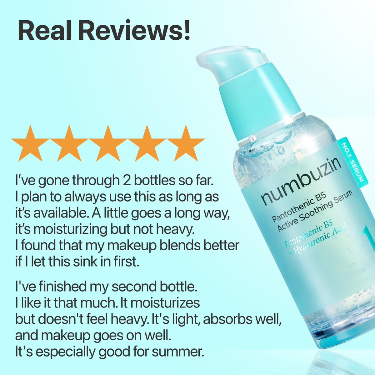 numbuzin ingredients display with panthenol and niacinamide benefits
