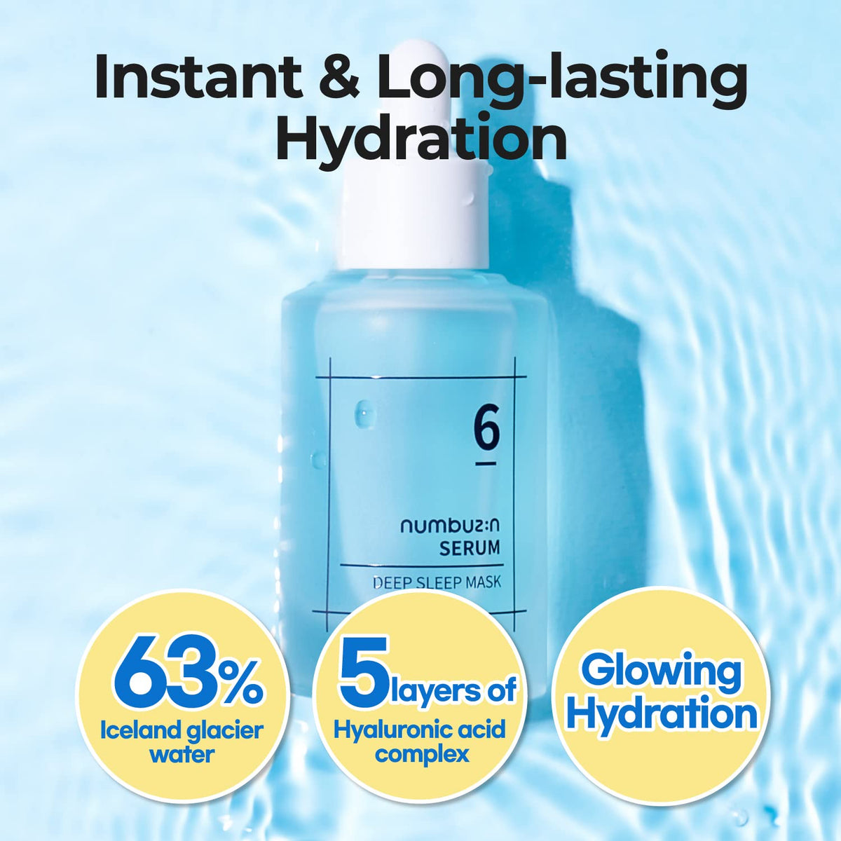 numbuzin ingredient label emphasizing glacier water concentration