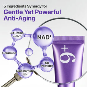 numbuzin label ingredient panel showing NAD+, retinal, niacinamide benefits