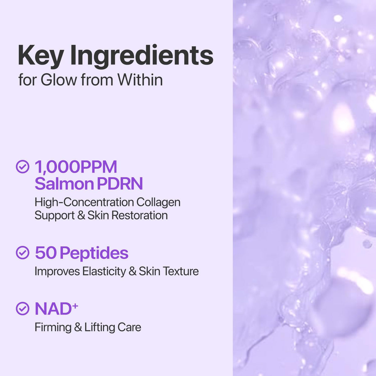 numbuzin ingredient visualization highlighting Salmon PDRN and radiance