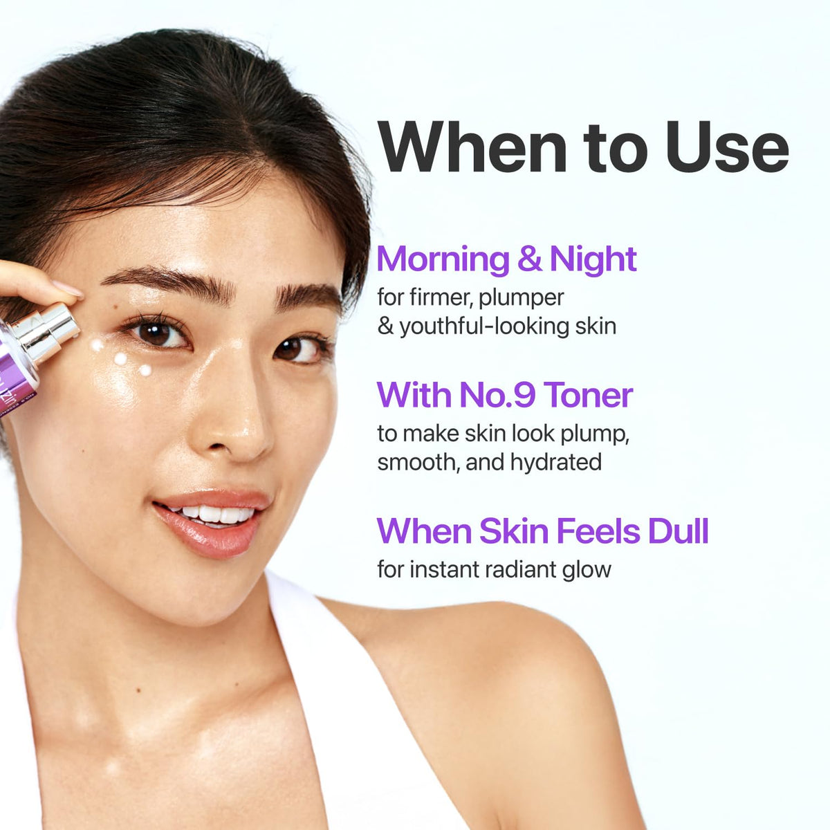 numbuzin in bathroom routine setting showing easy layering under moisturizer benefit