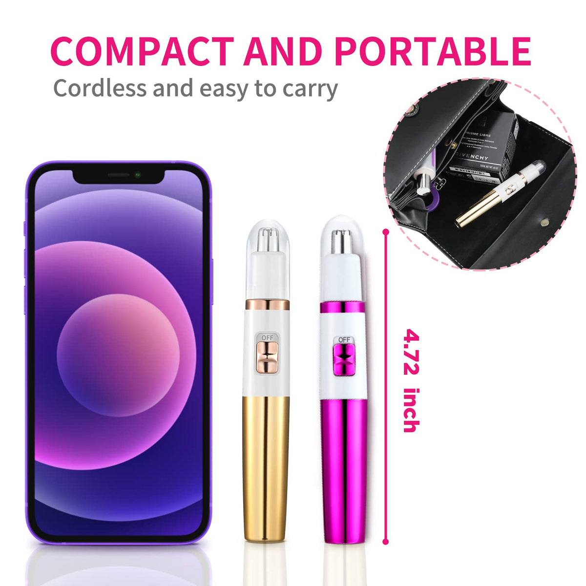 NUMIFUN trimmer pictured next to AAA battery illustrating power source and convenience