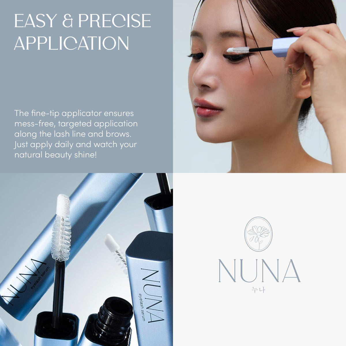 NUNA brow application demonstration on model showing targeted sparse area support