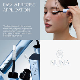 NUNA brow application demonstration on model showing targeted sparse area support