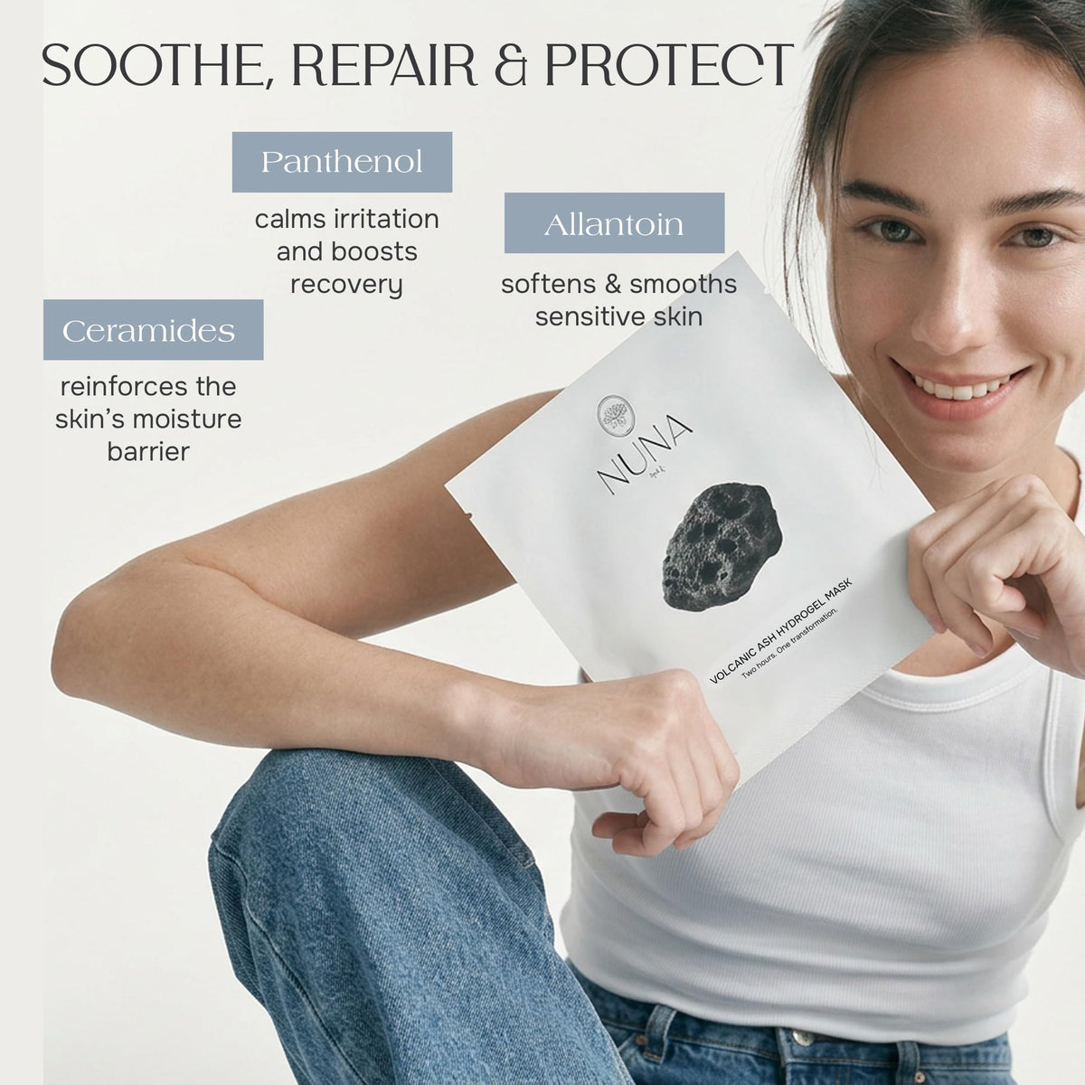 NUNA spoon of Jeju volcanic ash ingredient showing detox benefit