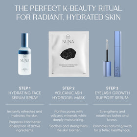 NUNA displayed on bathroom vanity lifestyle shot conveying daily skincare routine