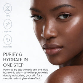 NUNA model wearing hydrogel mask demonstrating snug fit benefit