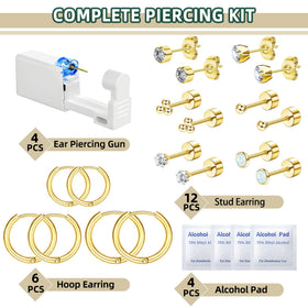Nunpag cubic zirconia studs detail highlighting polished 316L steel and bright stones