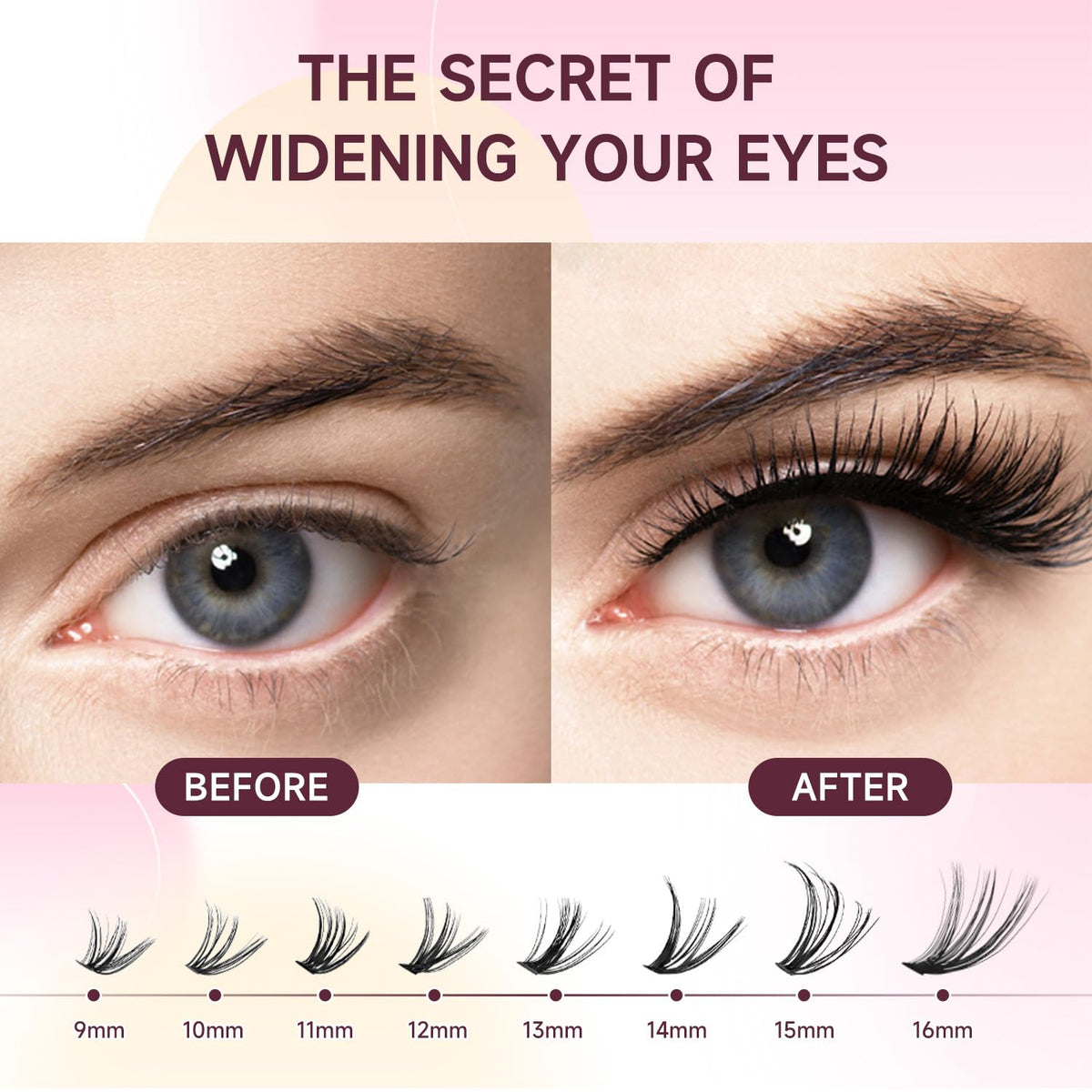 NuoNuole applied on model showing natural short wispy enhancement