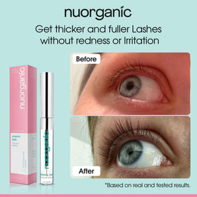NuOrganic Cosmic Lash applicator brush close-up demonstrating precise lash-line application