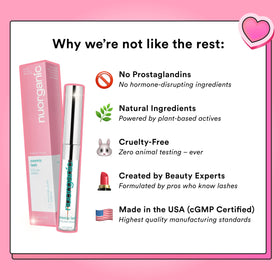 NuOrganic Cosmic Lash label and ingredients panel highlighting plant stem cell formula transparency