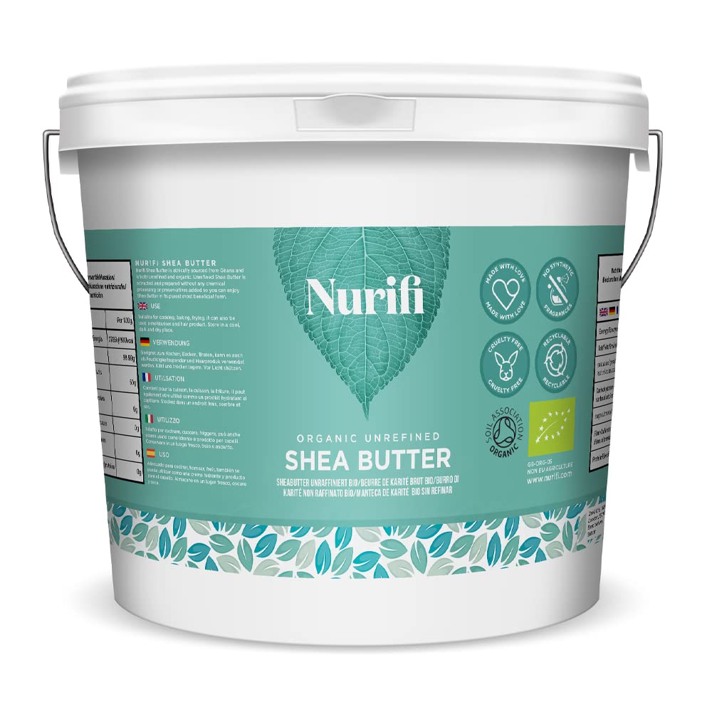 Nurifi 32 oz shea butter front jar showing label and pure packaging, ideal for daily moisture