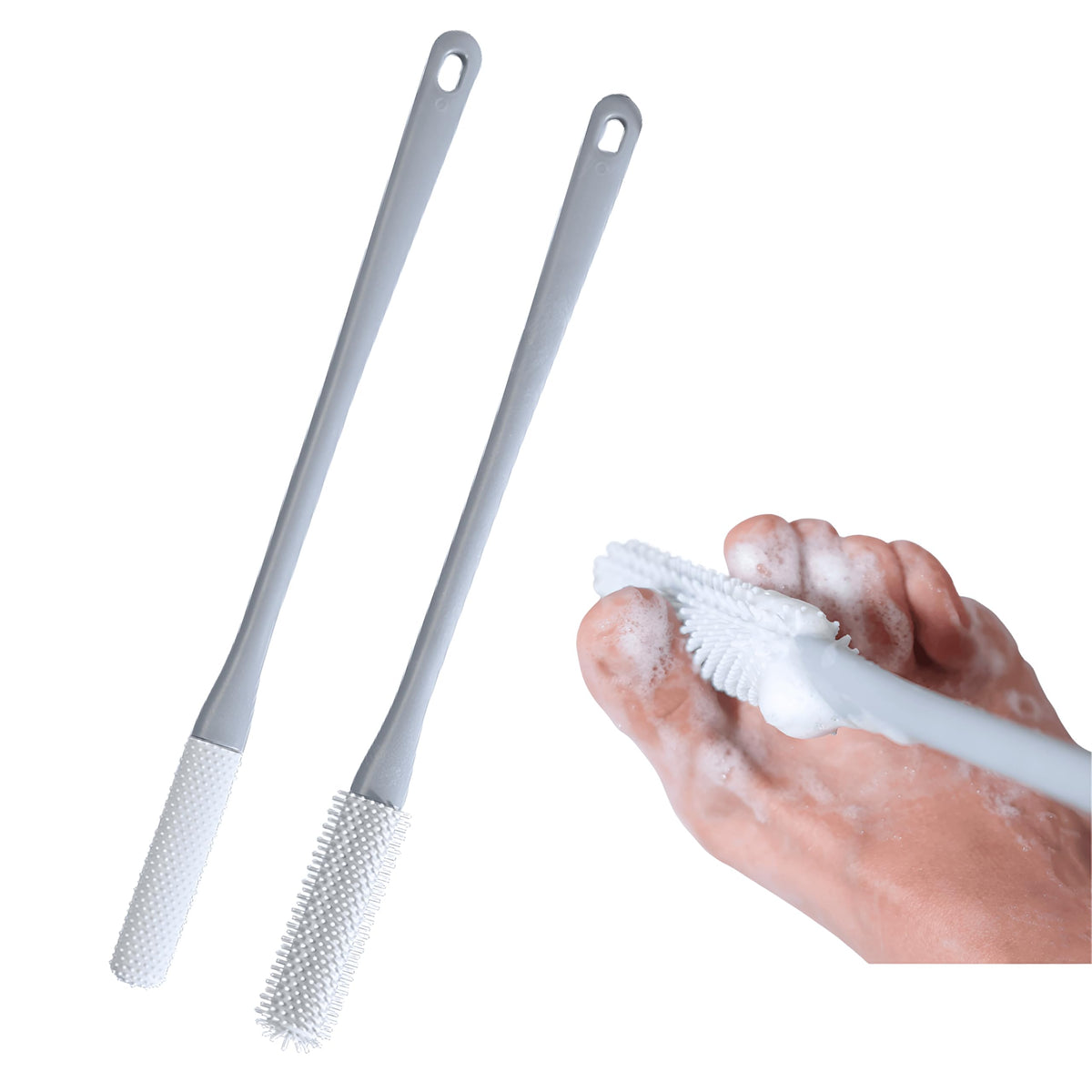 Nurlypop front packaging showing two grey brushes and product benefits