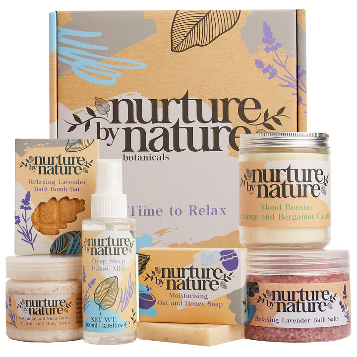 Nurture by Nature front packaging showing complete spa gift set and presentation