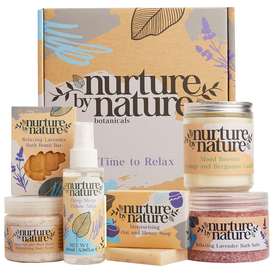 Nurture by Nature front packaging showing complete spa gift set and presentation