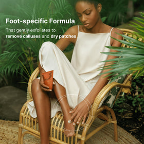 Nu Skin Epoch Sole Solution applied to heel demonstrating targeted softening and relief