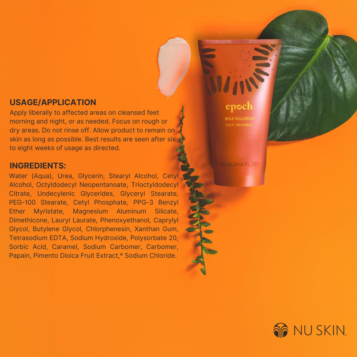 Nu Skin Epoch Sole Solution cream texture close-up displaying rich, hydrating consistency