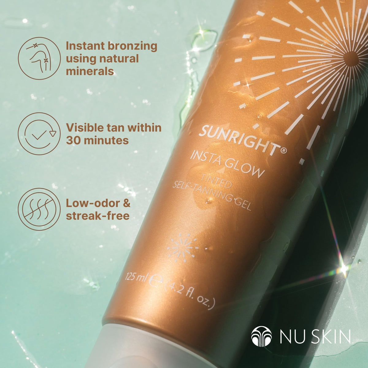 Nu Skin Sunright applied to face demonstrating natural radiance and buildable tone