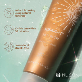 Nu Skin Sunright applied to face demonstrating natural radiance and buildable tone