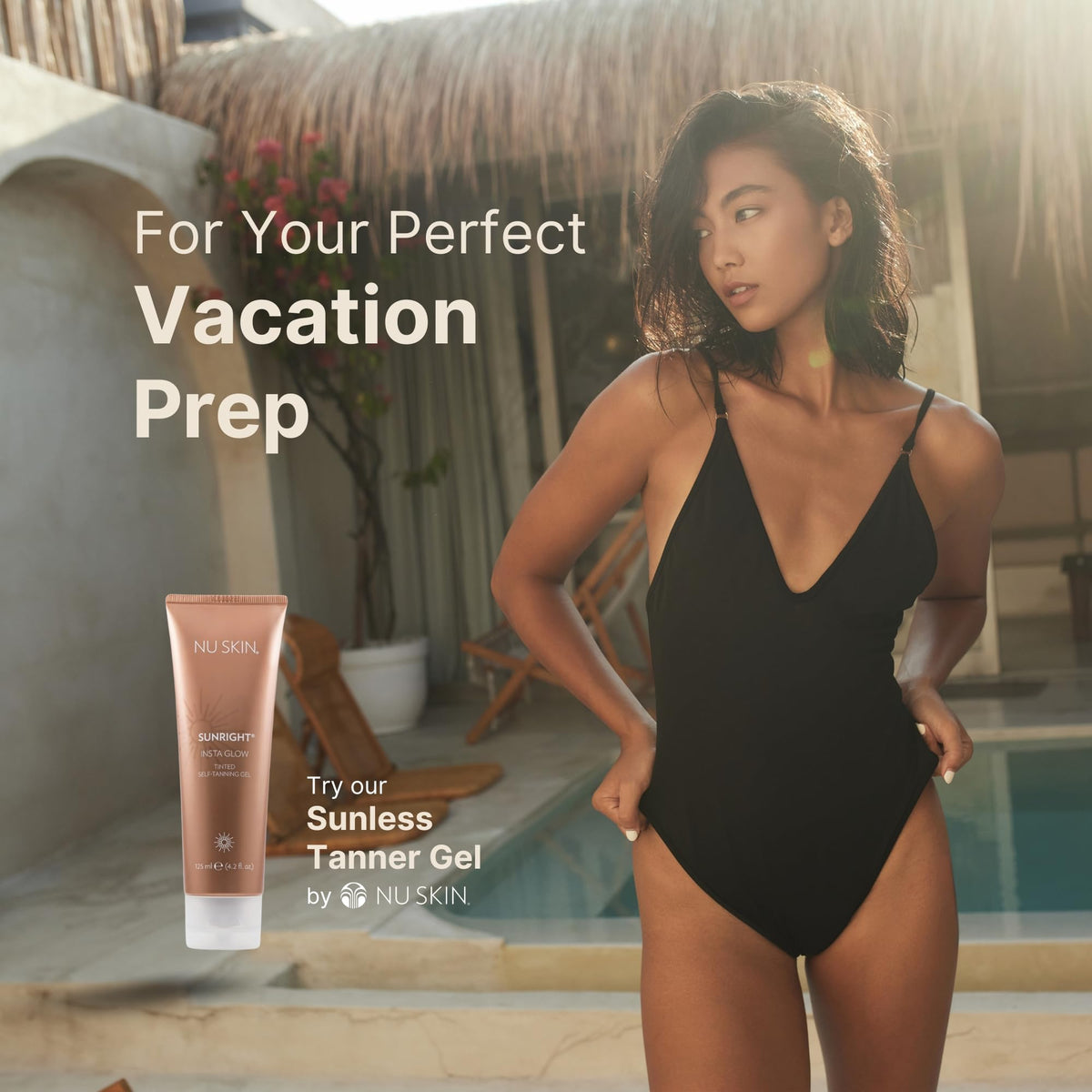 Nu Skin Sunright ingredients label close-up showing avocado oil and vitamin E