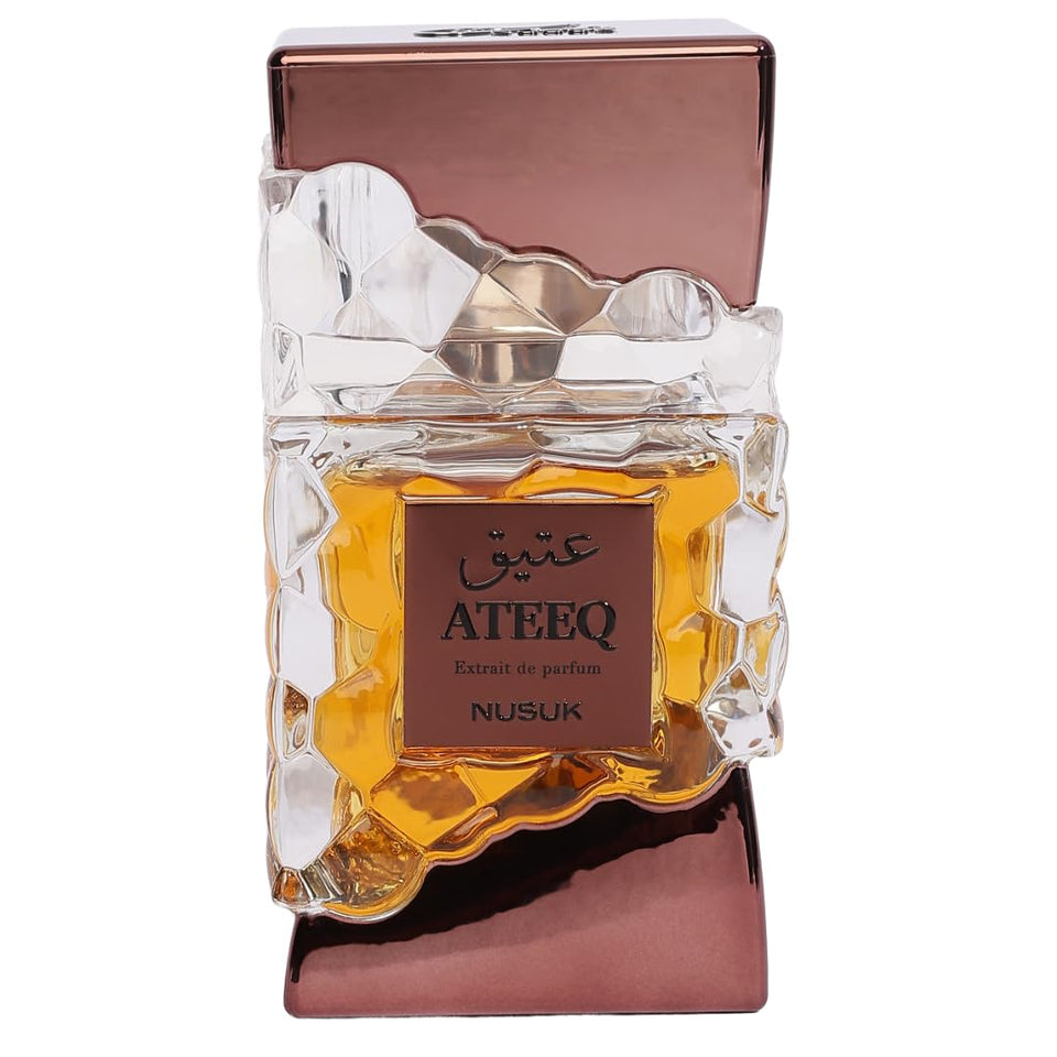 Nusuk Ateeq front bottle shot showing sleek design and premium finish