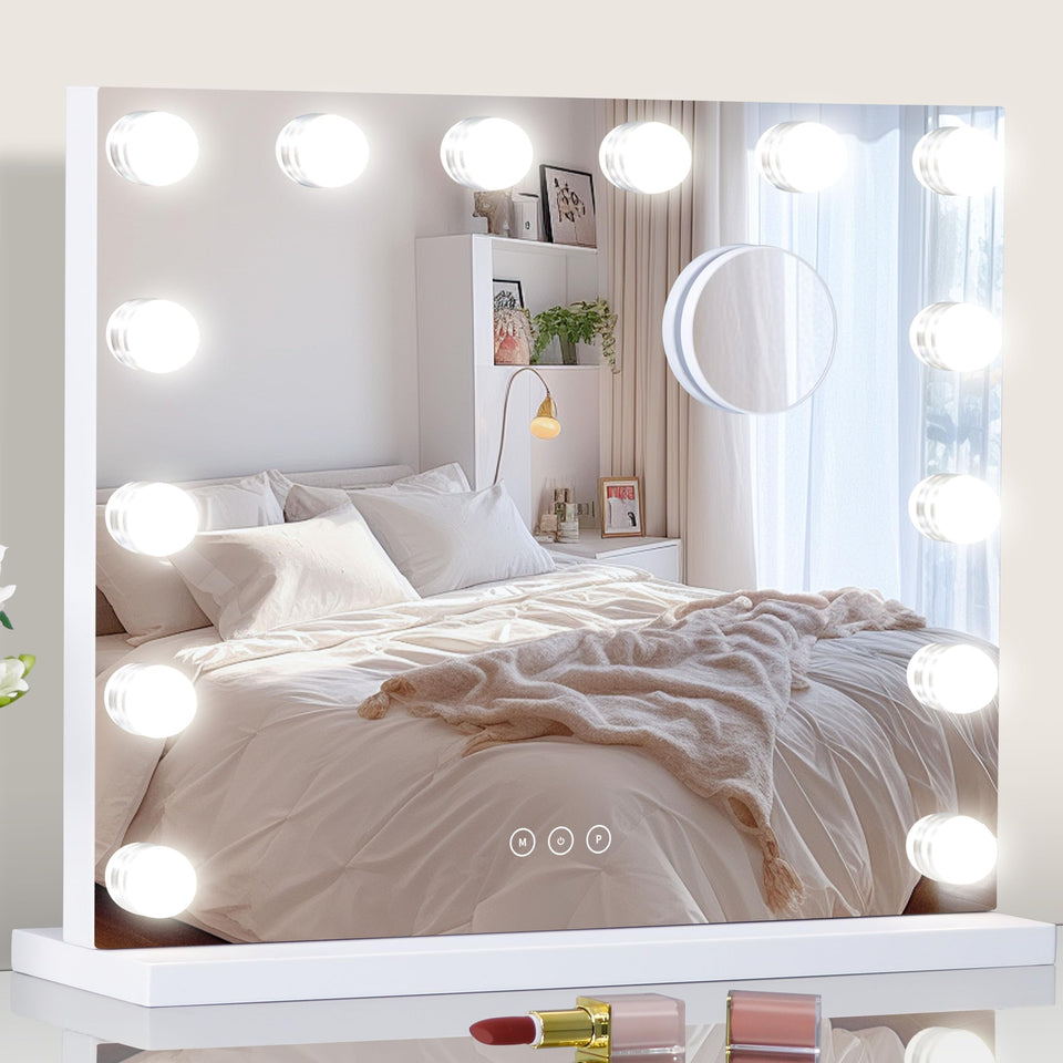 NUSVAN front view vanity mirror showing full-face lighting benefit