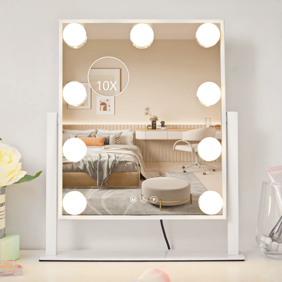 NUSVAN mirror on a dresser in bedroom for natural‑light makeup setup