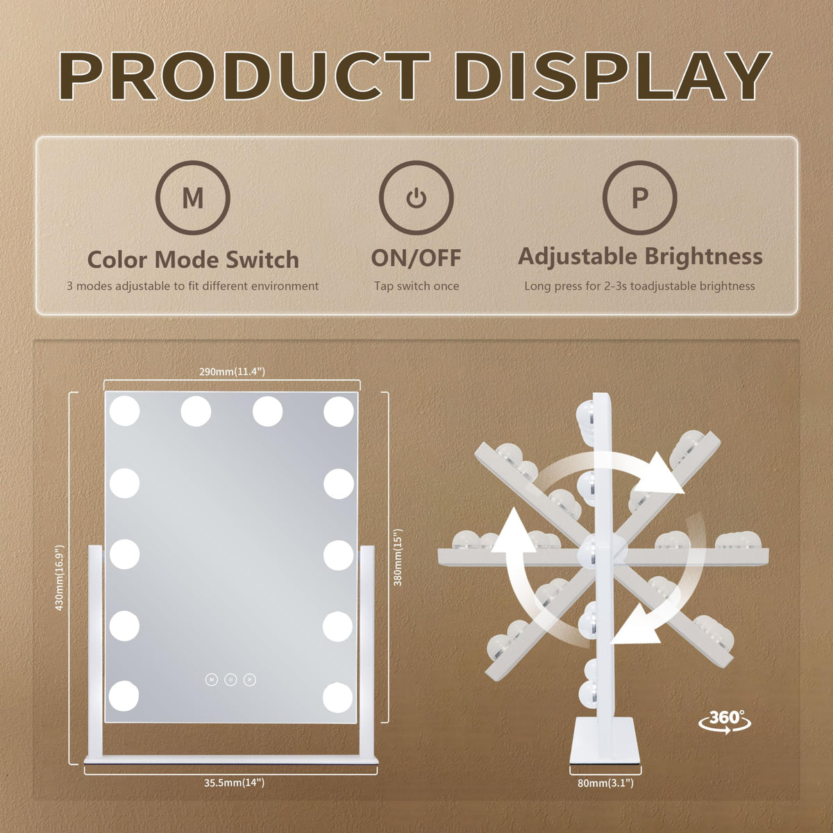 NUSVAN touch control close-up enabling easy brightness adjustments
