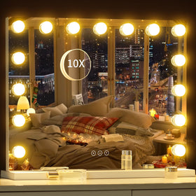 NUSVAN vanity mirror in bedroom setup demonstrating real-world styling and use