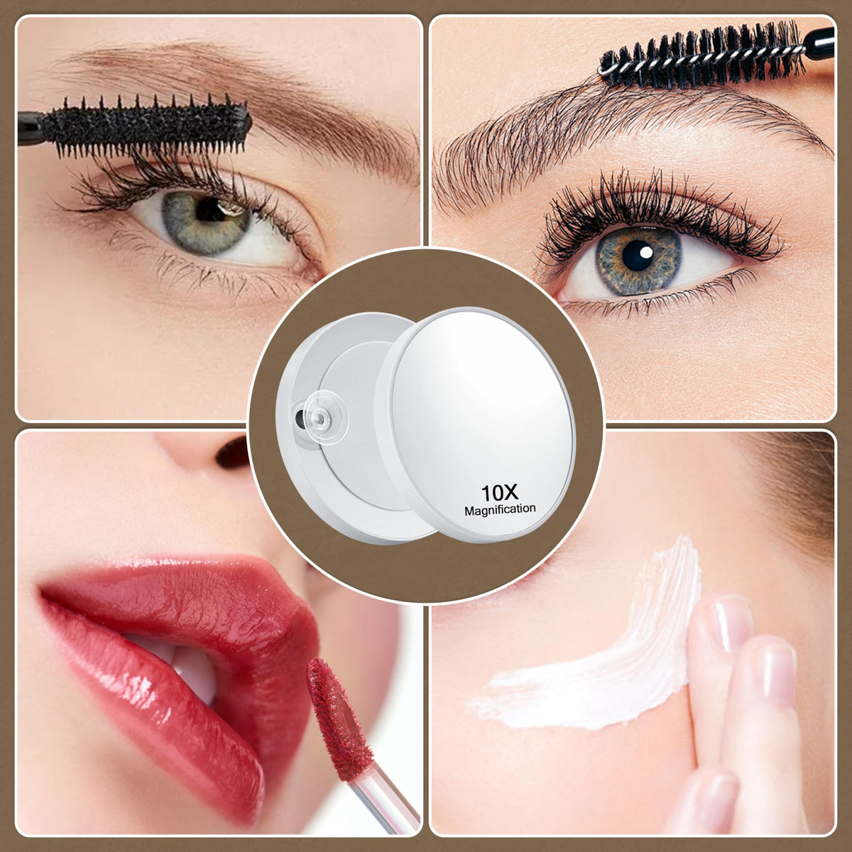 NUSVAN mirror in makeup routine use demonstrating flattering illumination