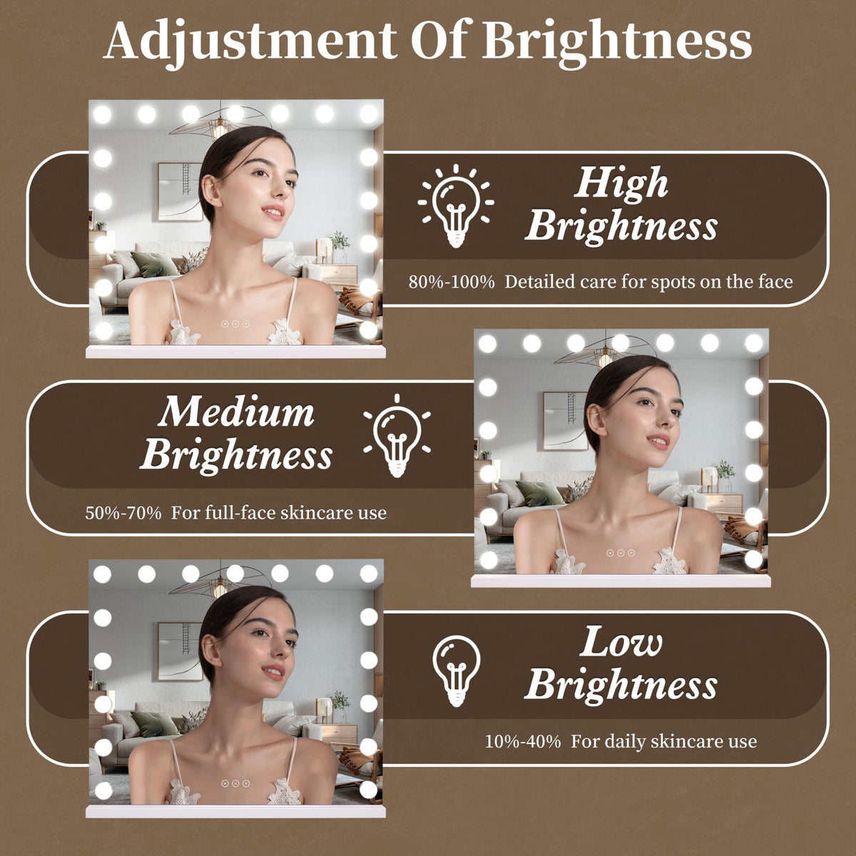 NUSVAN detachable 10x magnifying mirror close detail for precise makeup