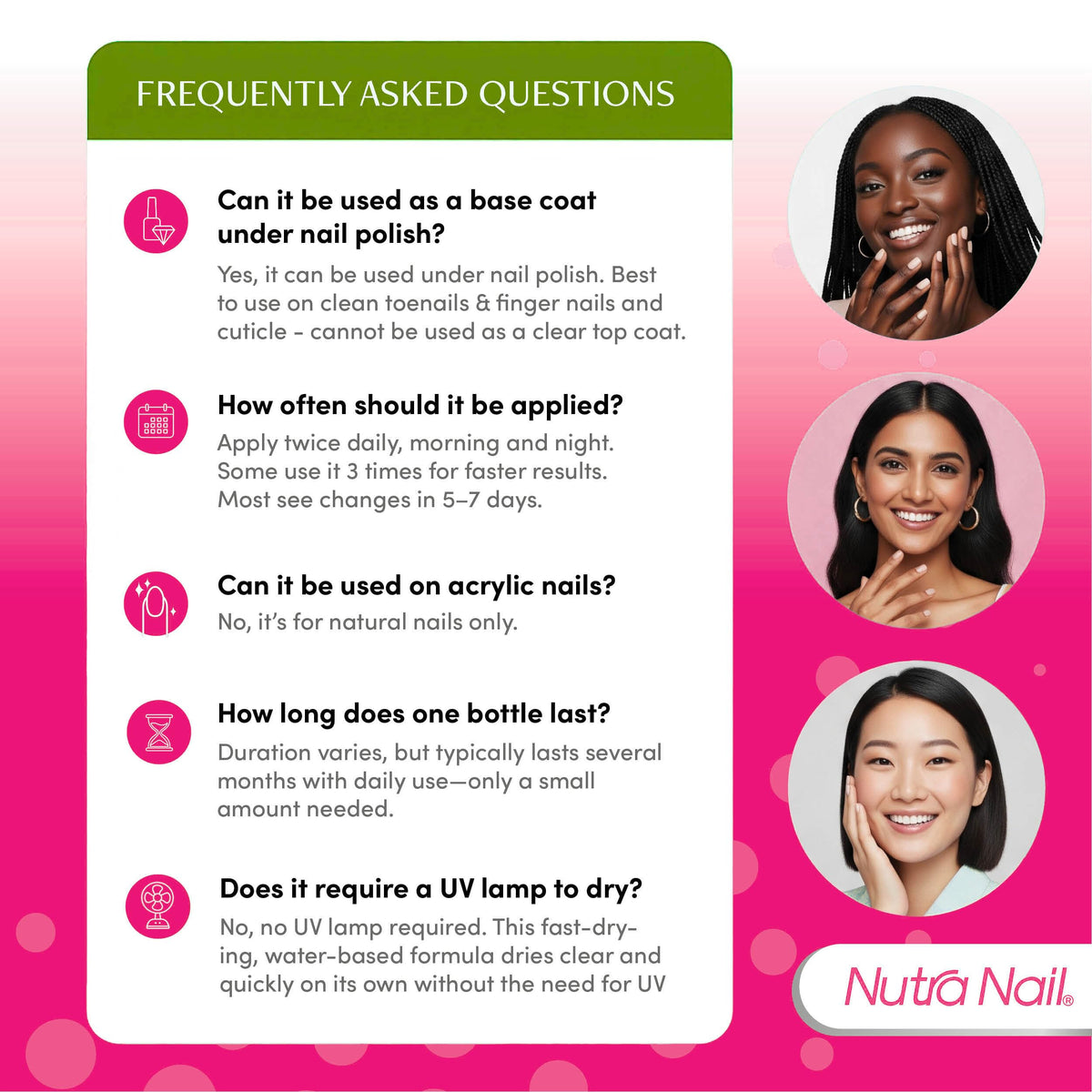 Nutra Nail being massaged into cuticle showing moisturized healthier-looking nails
