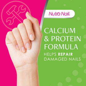 Nutra Nail clear serum drop on fingertip highlighting lightweight texture and absorbency