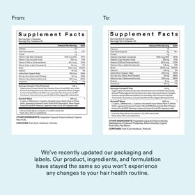 Nutrafol supplement label close-up showing ingredients and directions