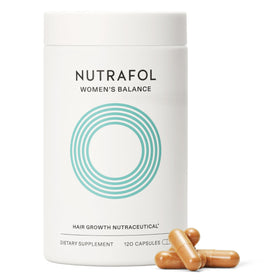 Nutrafol bottle front view showing branding and one‑month supply