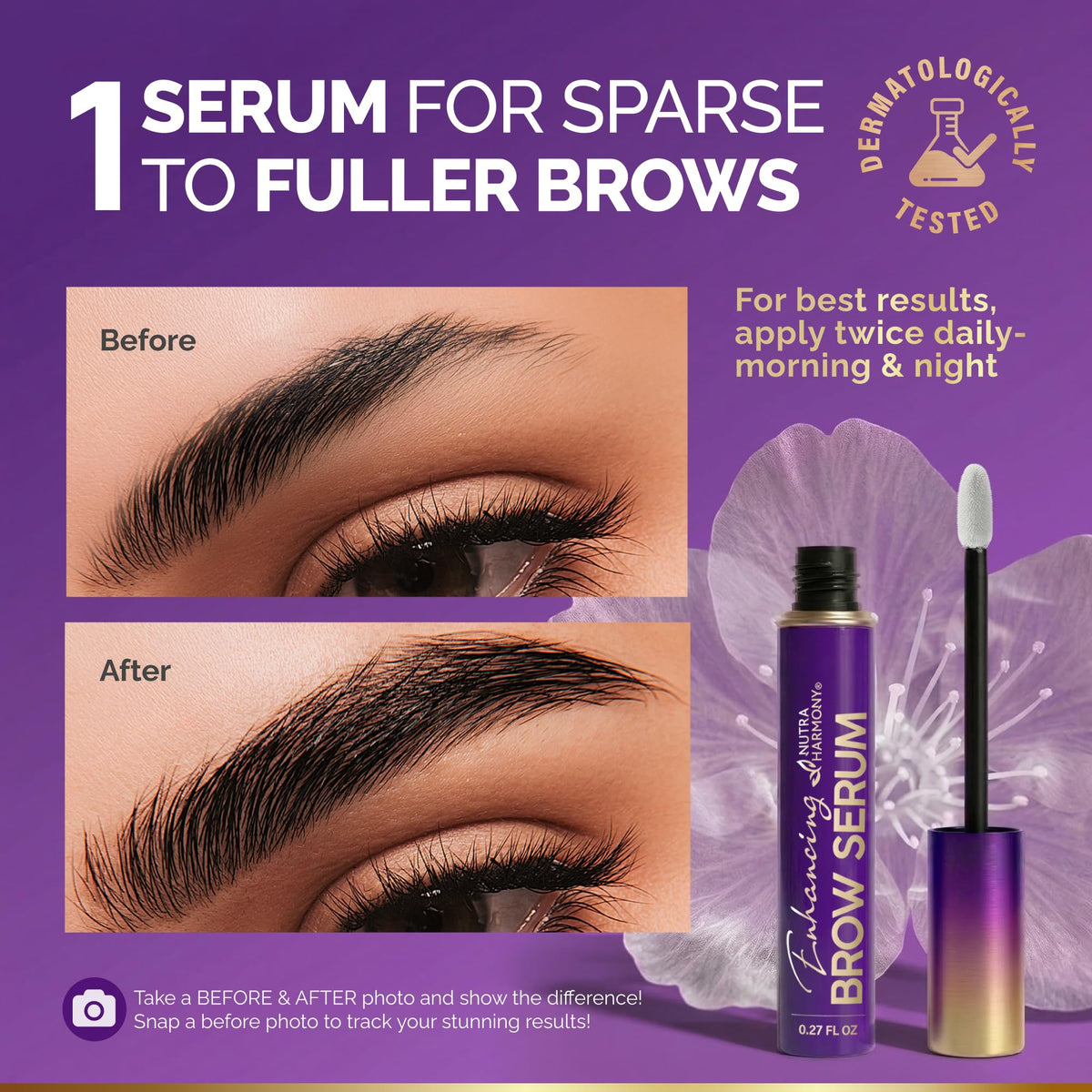 NUTRAHARMONY serum applicator close-up displaying precise brush tip for targeted application
