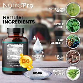 Man taking NutraPro capsule in morning routine to support hair and beard