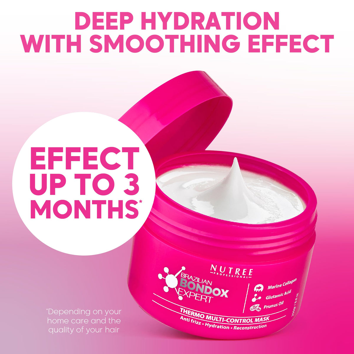 Nutree Professional being applied to damp hair for reconstruction and smoother styling