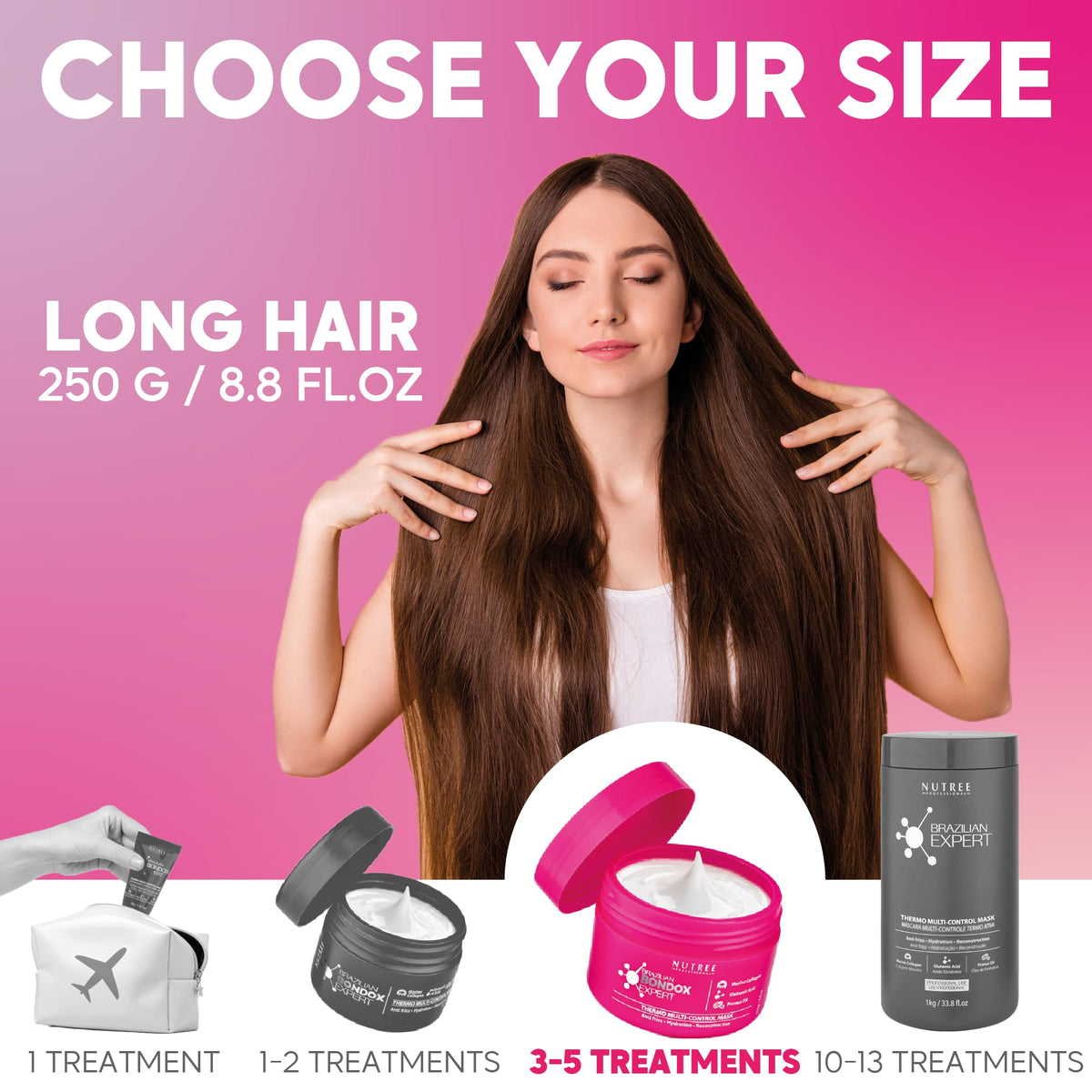 Nutree Professional sealed with flat iron to lock thermal-activated shine