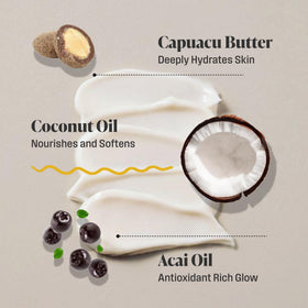 Nutrius key ingredients display with coconut, acai, guaraná emphasizing natural benefits