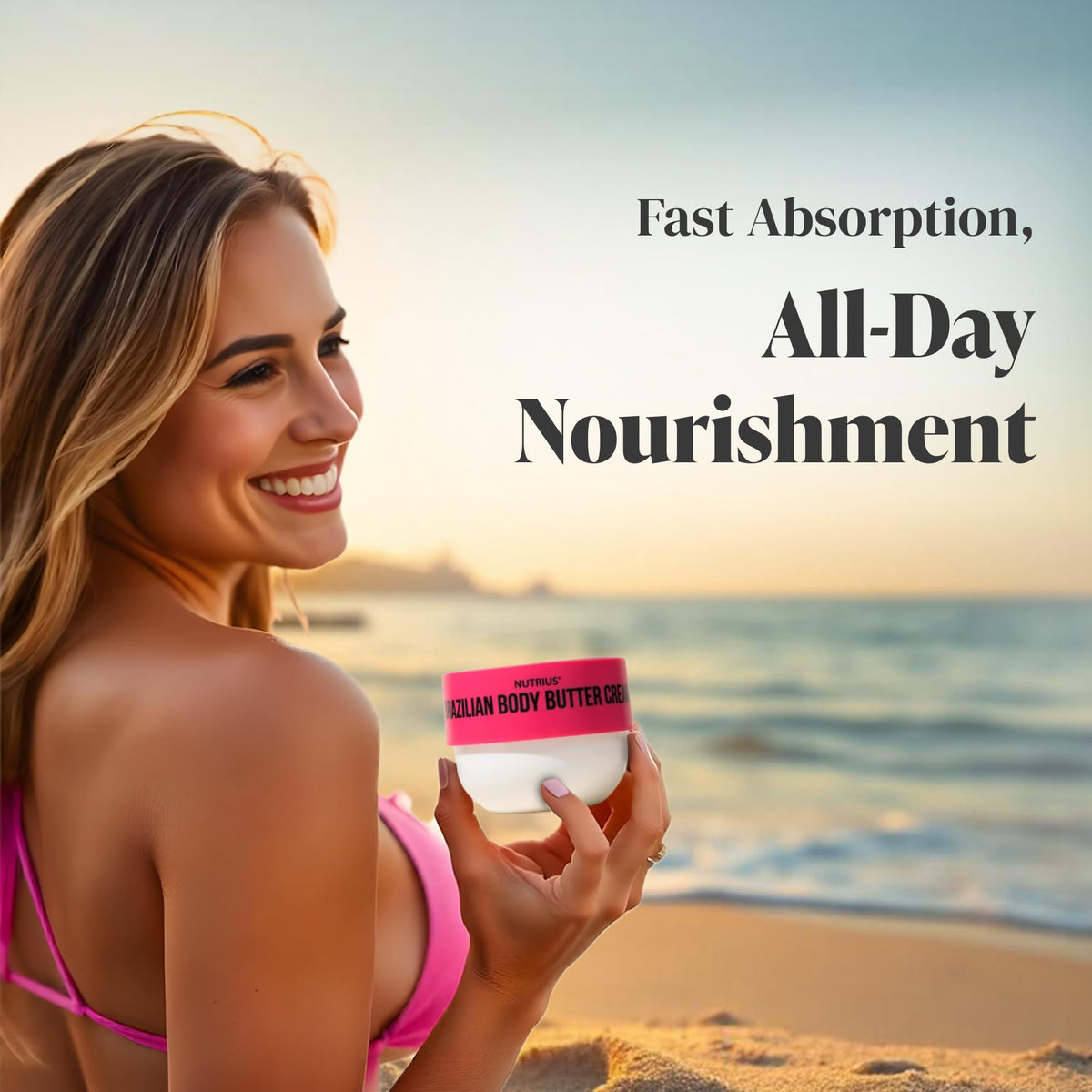 Close-up of Nutrius label highlighting vegan, cruelty-free and ingredients