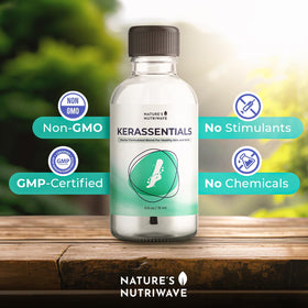 Nature’s NutriWave bottle on bathroom shelf for convenient daily use
