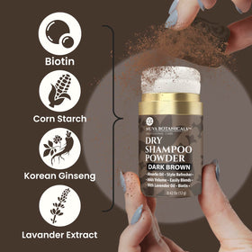 Nuva Botanicals application on roots of dark hair, instant oil absorption and lift