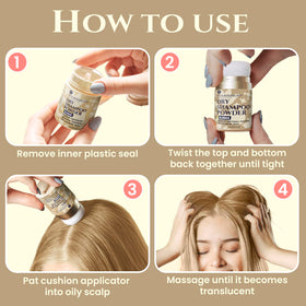 Nuva Botanicals open jar revealing fine blonde-friendly dry shampoo powder
