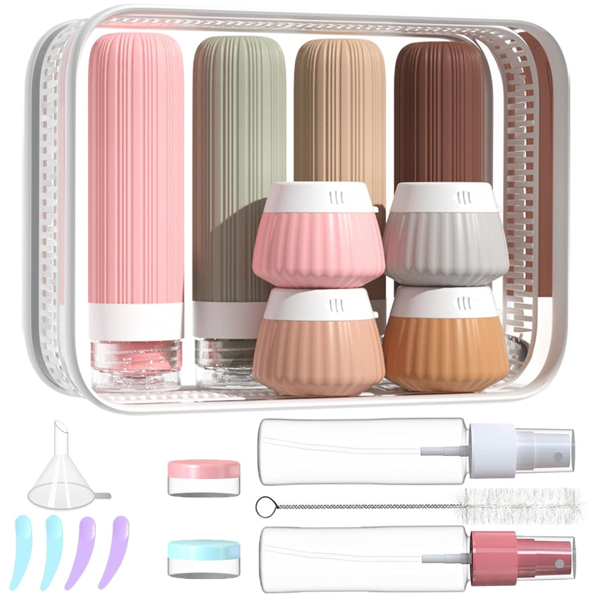 NuvaConx front view of pouch and bottles showing organized travel benefit