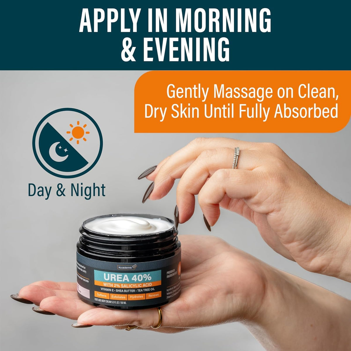 NUVADERMIS applied to hands and elbow demonstrating smoothing of rough patches effectively