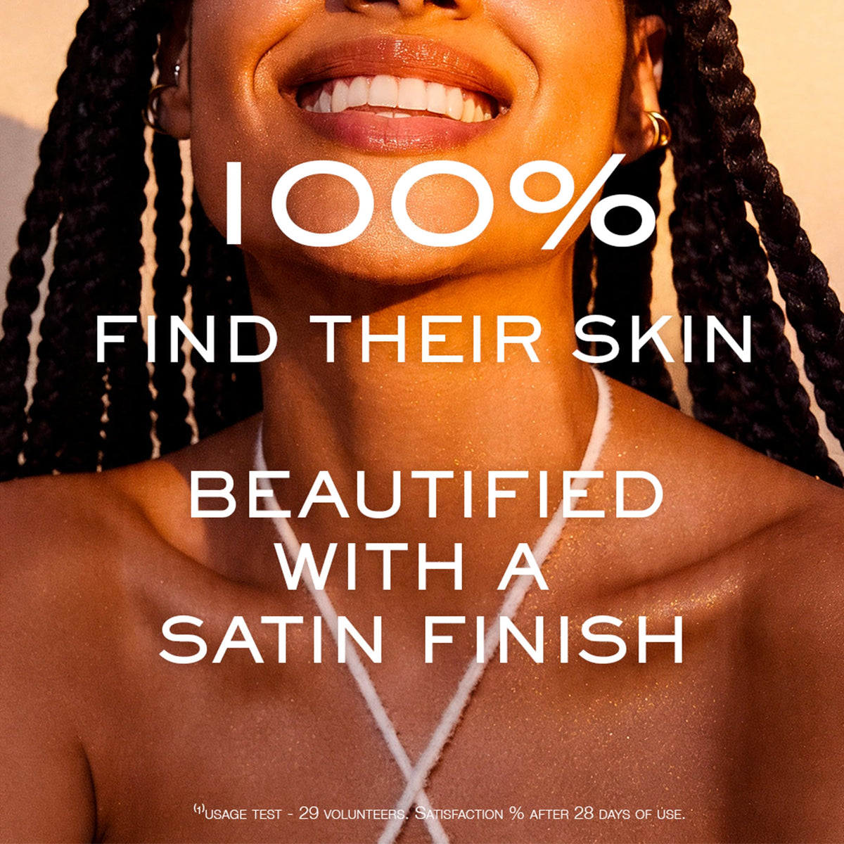 Nuxe application on shoulder illustrating subtle glow and hydrated skin