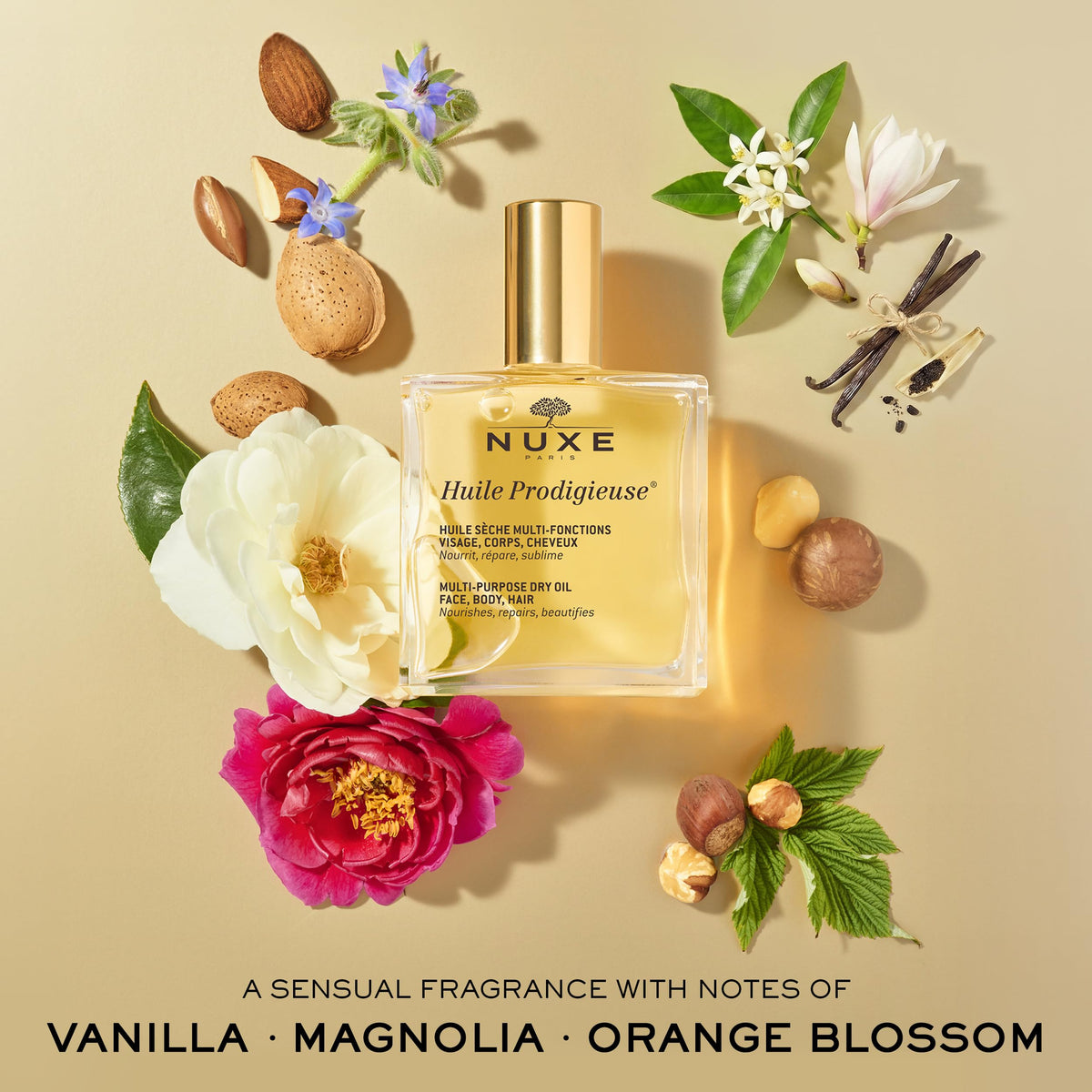 NUXE lifestyle beach scene demonstrating luminous skin and summer-ready glow benefit
