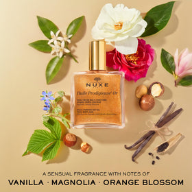 Nuxe lifestyle beach glow scene showing sun-kissed radiance on skin